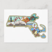 Massachusetts Map Boston Cape Cod Salem Souvenir Briefkaart (Voorkant)