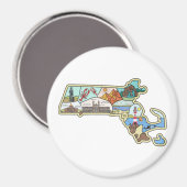 Massachusetts Map Boston Cape Cod Salem Souvenir Magneet (Voorkant / Achterkant)