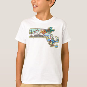 Massachusetts Map Boston Cape Cod Salem Souvenir T-shirt
