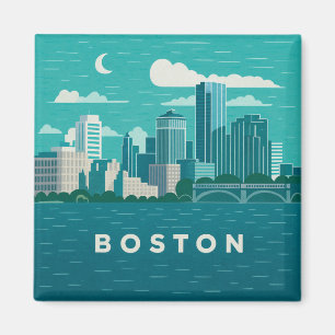 Massachusetts Nachtelijke Stadsgezicht Boston Sk Magneet