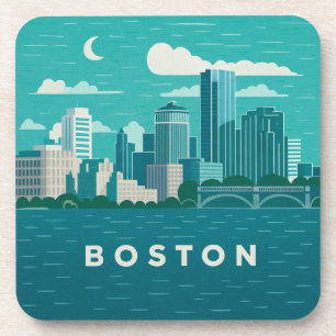 Massachusetts Nachtelijke Stadsgezicht Boston St Bier Onderzetter