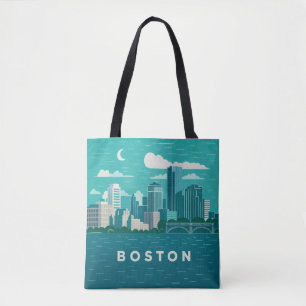 Massachusetts Nachtelijke Stadsgezicht Boston St Draagtas