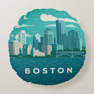 Massachusetts Nachtelijke Stadsgezicht Boston St Rond Kussen