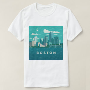 Massachusetts Nachtelijke Stadsgezicht Boston St T-shirt