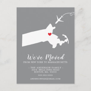 Massachusetts Post Card (Verplaatsende Aankondigin Briefkaart