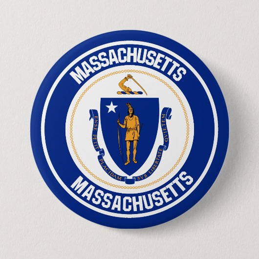 Massachusetts Round Emblem Ronde Button 7,6 Cm (Voorkant)