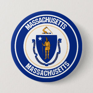 Massachusetts Round Emblem Ronde Button 7,6 Cm