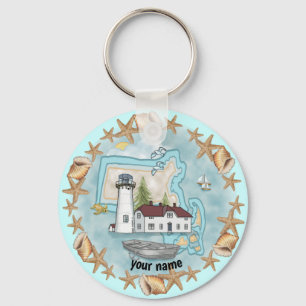 Massachusetts Schelpen Vuurtoren Sleutelhanger