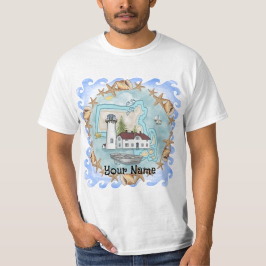 Massachusetts Shells Lighthouse t-shirt (Voorkant)