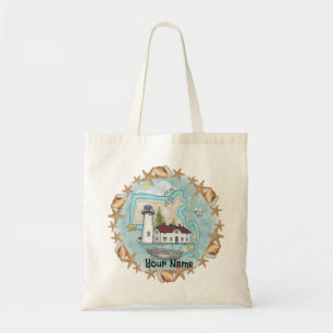 Massachusetts Shells Lighthouse Tote Bag