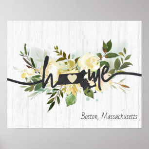Massachusetts Staat Persoonlijke Thuisstad Rustiek Poster