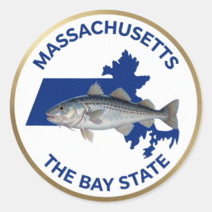 Massachusetts Staatsvis Embleem 🐟 Ronde Sticker
