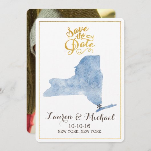 Massachusetts State Afbeelding Save the Date (Voorkant / Achterkant)