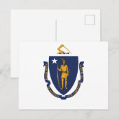 Massachusetts State Flag Bay State Indian & Motto  Briefkaart (Voorkant / Achterkant)