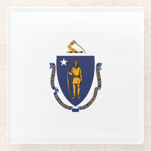 Massachusetts State Flag Design Decor Glazen Onderzetter (Voorkant)
