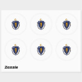Massachusetts State Flag Design Ronde Sticker (Vel)