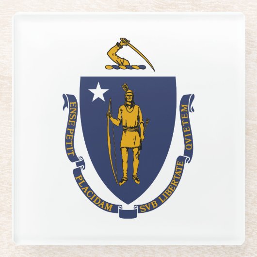 Massachusetts State Flag Glazen Onderzetter (Voorkant)