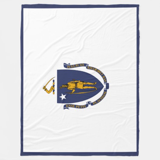 Massachusetts State Flag Print Patriottisch Fleece Deken (Voorkant)