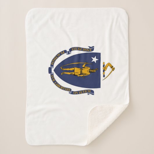 Massachusetts State Flag Print Patriottisch Sherpa Deken (Voorkant)