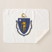Massachusetts State Flag Print Patriottisch Sherpa Deken (Voorkant (horizontaal))