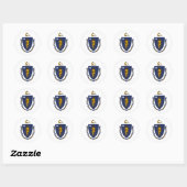Massachusetts State Flag Ronde Sticker (Vel)