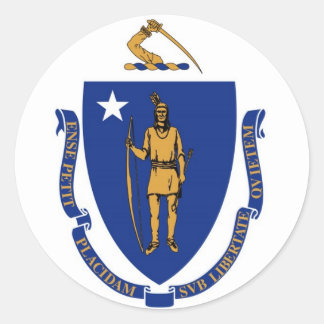 Massachusetts State Flag Ronde Sticker