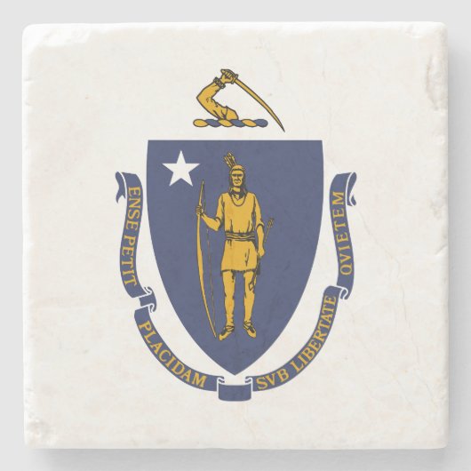 Massachusetts State Flag Stenen Onderzetter (Voorkant)