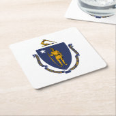 Massachusetts State Flag Vierkante Kartonnen Onderzetter (Schuin)