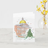 Massachusetts State House Holiday Kaart (Gele Bloem)