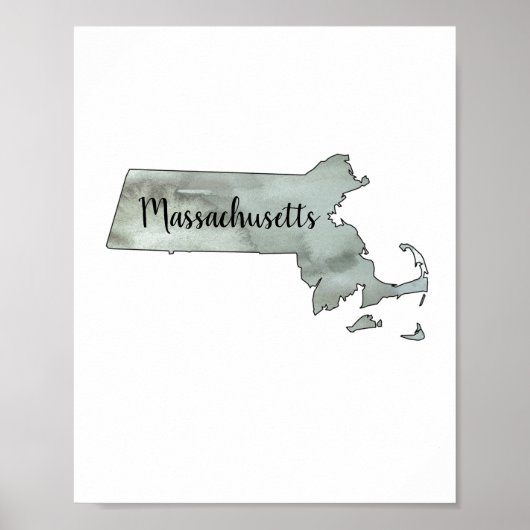 Massachusetts State Illustration Poster (Voorkant)