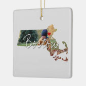 Massachusetts State Photo insert and town name Keramisch Ornament (Links)