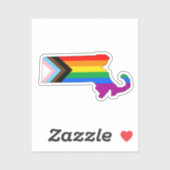 Massachusetts State Pride LGBTQ Progress Pride Sticker (Vel)
