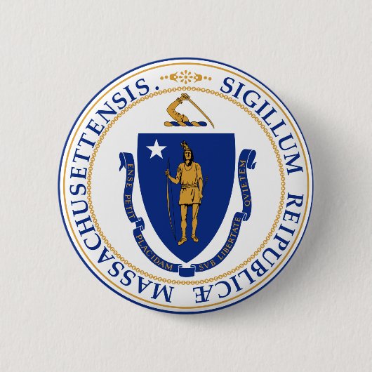 Massachusetts State seal america republic symbool Ronde Button 5,7 Cm (Voorkant)