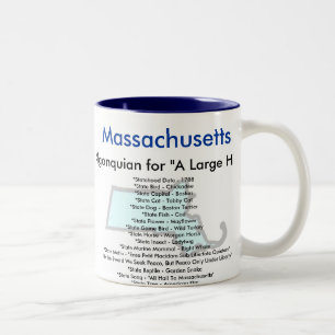 Massachusetts Symbols & Map Tweekleurige Koffiemok