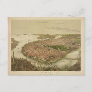 Massachusetts uit Boston in 1877 North Birds Eye U Briefkaart