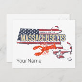 Massachusetts Verenigde Staten Retro Kaart  Vereni (Voorkant / Achterkant)