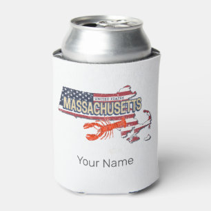 Massachusetts Verenigde Staten Retro Kaart Vereni Blikjeskoeler