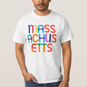 Massachusetts Vintage Retro Pop Art 80s Regenboog T-shirt