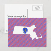 Massachusetts vlag Map Briefkaart (Voorkant / Achterkant)