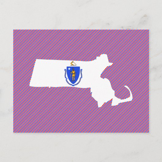 Massachusetts vlag Map Briefkaart (Voorkant)