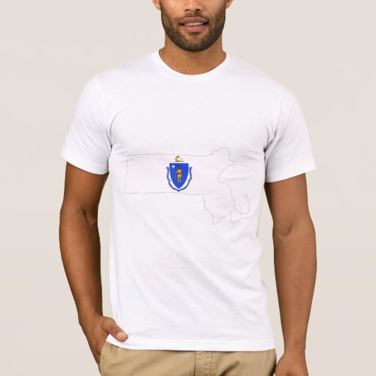 Massachusetts vlag Map T-shirt (Voorkant)