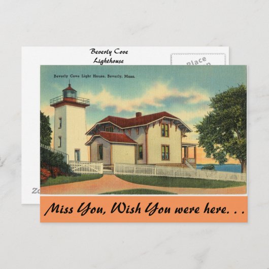 Massachusetts, vuurtoren van Beverly Cove Briefkaart (Voorkant / Achterkant)