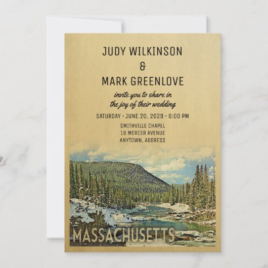 Massachusetts Wedding Invitation Natuur Kaart (Voorkant)