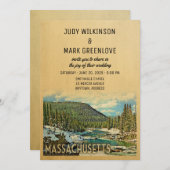 Massachusetts Wedding Invitation Natuur Kaart (Voorkant / Achterkant)
