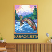 MassachusettsAngler Fisherman Scene Canvas Afdruk (Insitu (Woonkamer))
