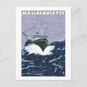 MassachusettsCrab Vist Boat Scene Briefkaart