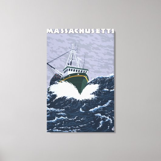 MassachusettsCrab Vist Boat Scene Canvas Afdruk (Voorkant)