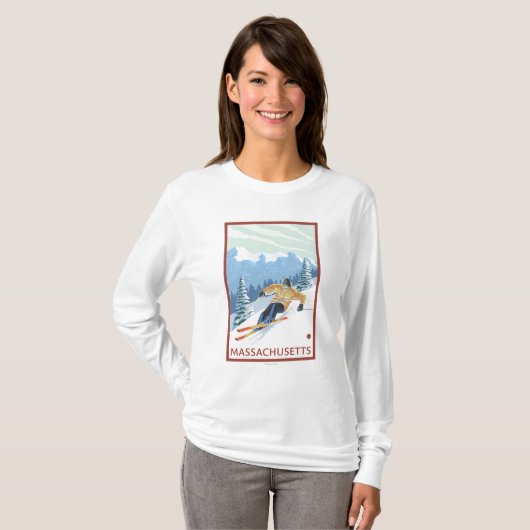 MassachusettsDownhill Skier Scene T-shirt (Voorkant volledig)