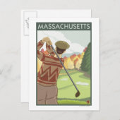 MassachusettsGolfing Scene Briefkaart (Voorkant / Achterkant)