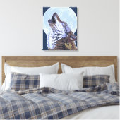 MassachusettsHowling Wolf Canvas Afdruk (Insitu (Slaapkamer))